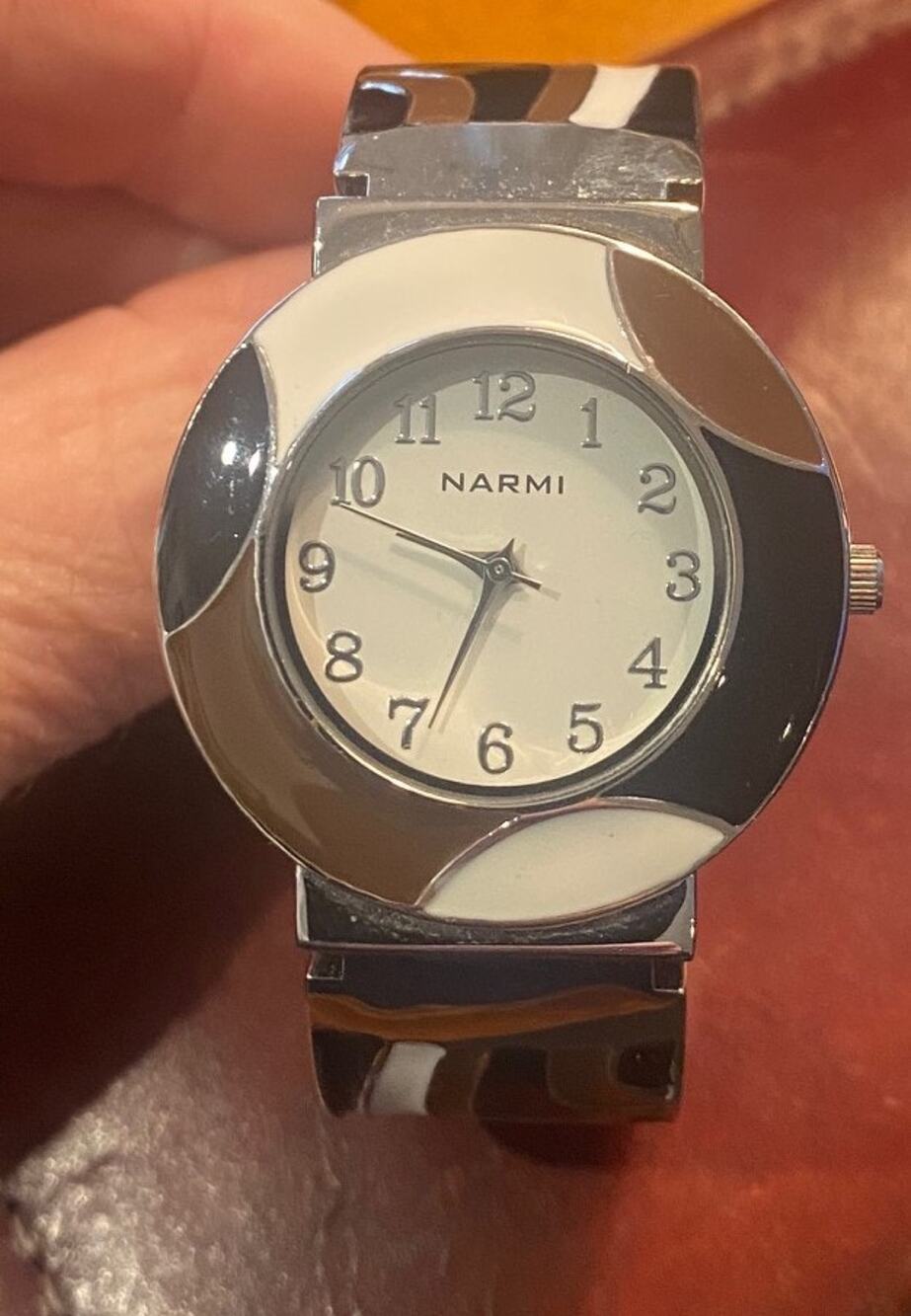 Women's 35mm Silver Tone and Enamel Bangle Watch